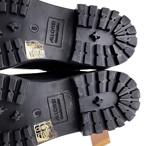 ALLONSI Women's Black Leather Pull On Ankle Boots Chunky Platform Lug Soles Sz 6 - Picture 10 of 14